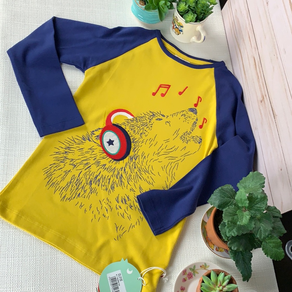 Piccalilly wolf with headphones Raglan t-shirt